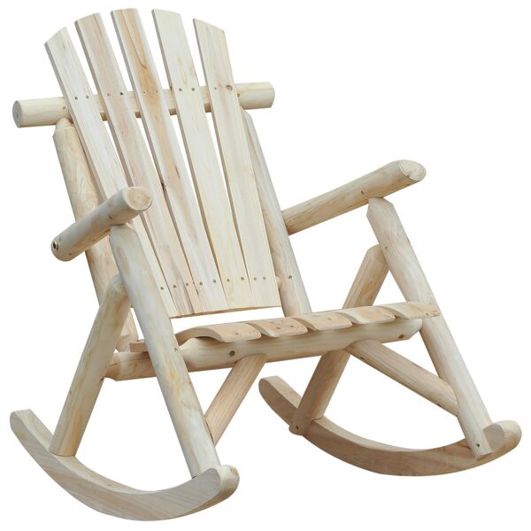 outsunny sedia a dondolo da giardino, stile adirondack in legno di cedro, design ergonomico, color legno 66x96x98cm