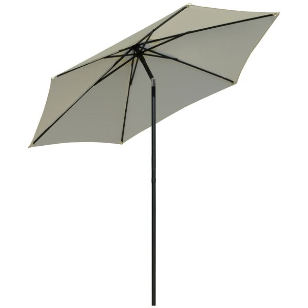 outsunny ombrellone da giardino anti uv protezione 30+, testa inclinabile, palo in alluminio e 6 stecche, Φ263x250cm, bianco crema