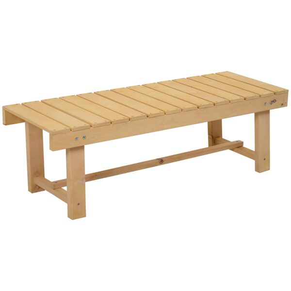 outsunny panchina da esterni impermeabile a 2 posti in legno di abete, per giardino terrazzo, fino 250kg, 110x38x35cm