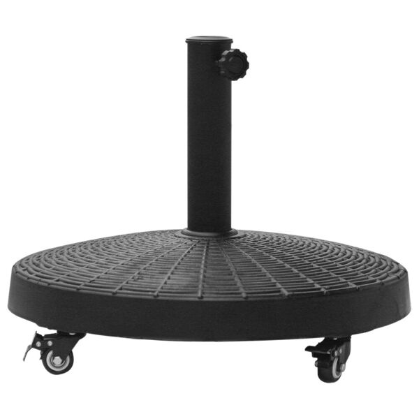 outsunny base per ombrellone diametro 4 cm 4 rotelle con freni tondo da giardino acciaio resina ∅52 x 41cm nero