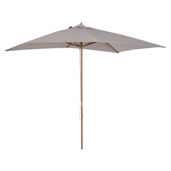 outsunny ombrellone da giardino 2x3 m impermeabile, in legno con copertura rimovibile in poliestere, grigio