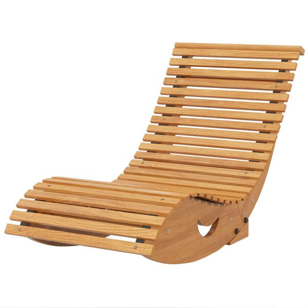 outsunny sedia a dondolo da giardino a s con seduta ergonomica, in legno di abete e di pino, 130x60x60 cm