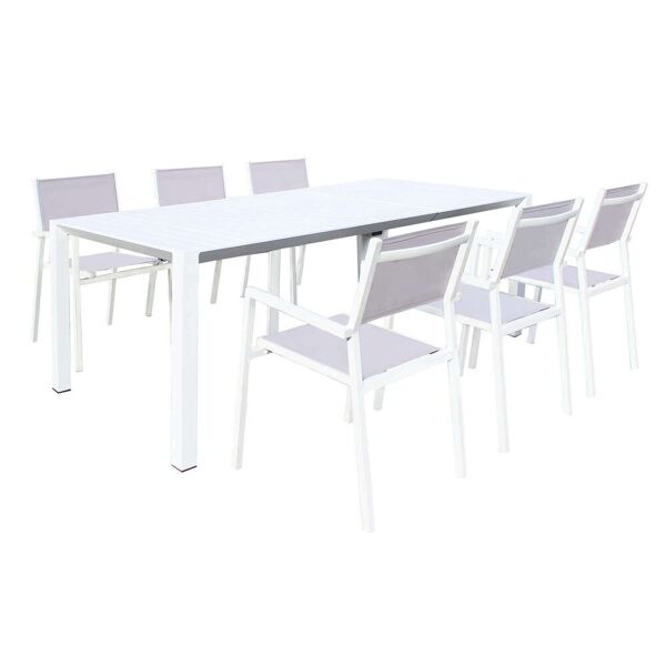 milani home set tavolo e sedie da giardino per esterno in alluminio cm 100 x 51,50/104/156/ bianco x x cm