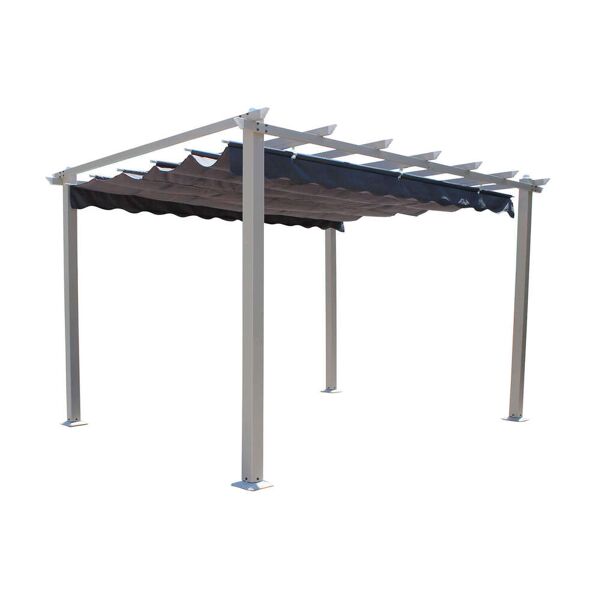 milani home gazebo da giardino astoria 3x4 in alluminio tortora 400 x 240 x 300 cm