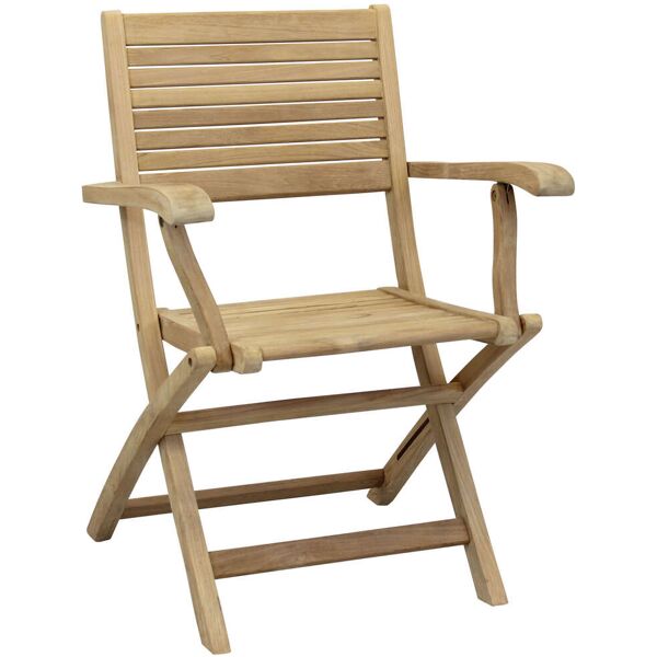 milani home poltrona da giardino pieghevole in legno di teak marrone 42 x 85 x 60 cm