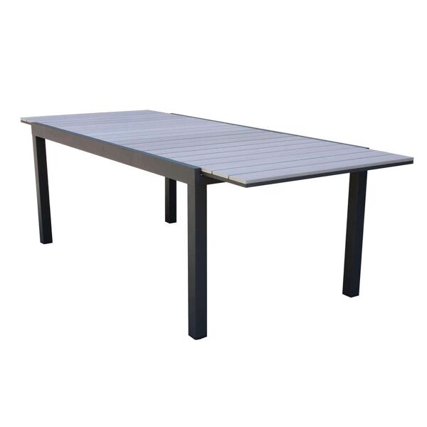 milani home tavolo rettangolare allungabile in alluminio taupe e polywood 180/240x100 da es antracite 183.5 x 73 x 100 cm