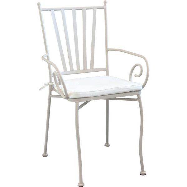 milani home poltrona in ferro tortora con cuscino per esterno giardino, portico, ristorante tortora 53 x 90 x 53 cm