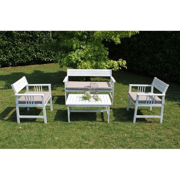 milani home salotto da giardino set in legno di acacia bianco 2 posti per esterno portico r bianco 115 x 77 x 55 cm