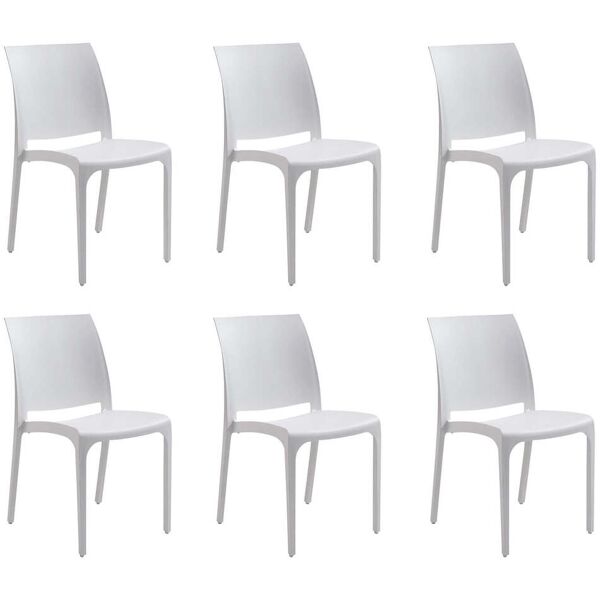 milani home set di 6 sedie poltrone da giardino in plastica design moderno colorata bianco bianco 46 x 80 x 54 cm