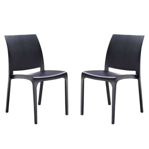milani home set di 2 sedie poltrone da giardino in plastica design moderno colorata nero nero 46 x 80 x 54 cm