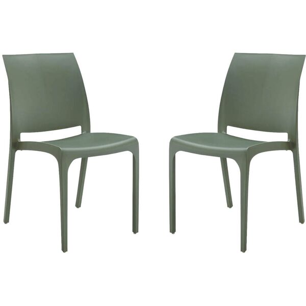 milani home set di 2 sedie poltrone da giardino in plastica design moderno colorata verde verde 46 x 80 x 54 cm