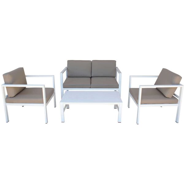 milani home salotto da giardino set 2 posti in alluminio bianco da esterno portico per loca bianco 126 x 64 x 70 cm