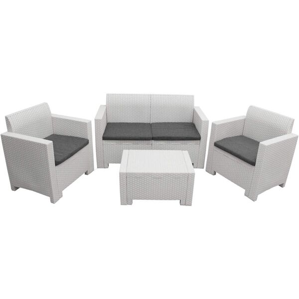 milani home salotto da giardino set 2 posti bianco con cuscini intreccio in rattan sintetic bianco 131 x 79 x 57 cm