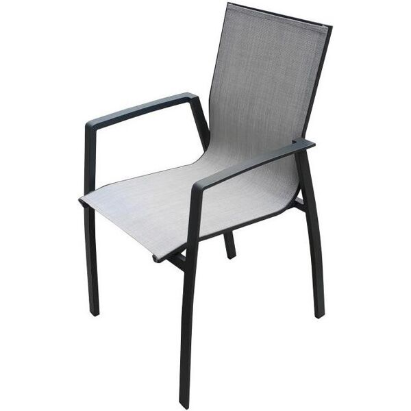 amicasa antra_6 sedia da giardino impilabile in alluminio e textilene colore antracite - antra_6 atlanta