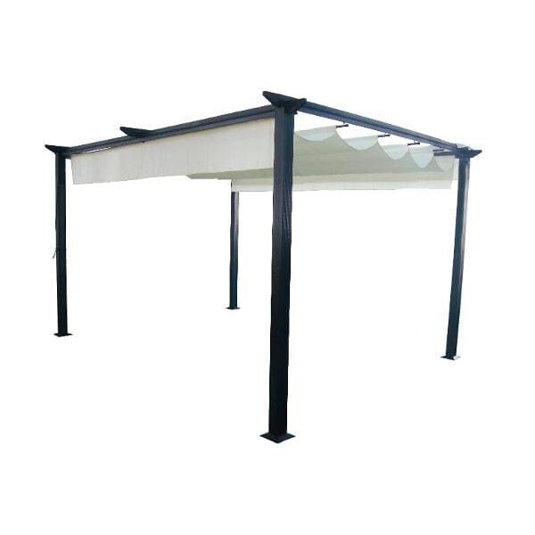 amicasa g199 gazebo da giardino pergola in alluminio 4x3 copertura ecrù colore nero opaco - g199