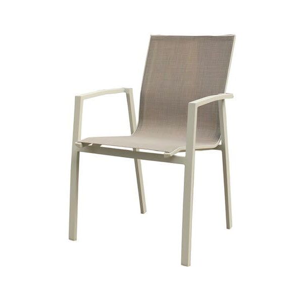 amicasa ls-tc711 sedia da giardino con braccioli in alluminio e tessuto 59x57x88h cm colore bianco grigio- ls-tc711 monia