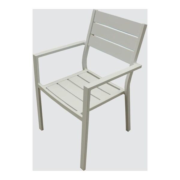 amicasa ls-tc-805 sedia da giardino in alluminio con braccioli impilabile colore bianco - ls-tc-805 karim