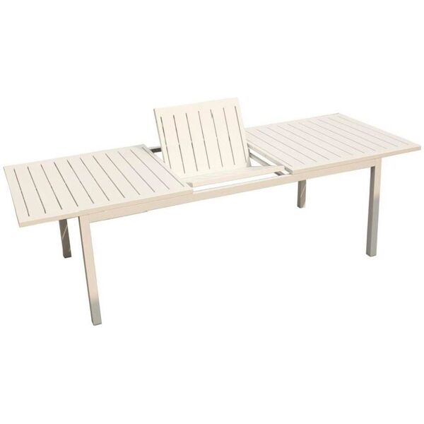 amicasa milos tavolo allungabile da giardino rettangolare in alluminio 202/263x100 cm colore bianco - milos