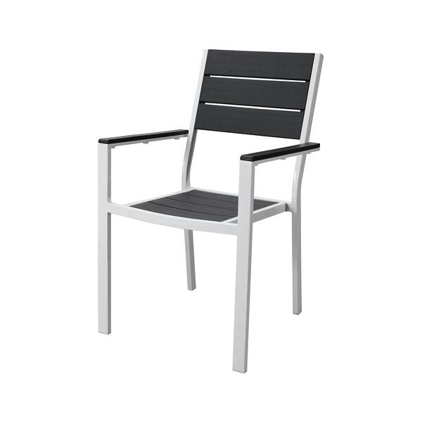 amicasa yc-051 sedia da giardino in acciaio con braccioli 58x55.5x88.5 cm colore grigiobianco cortina - yc-051