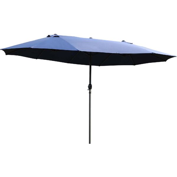 vivagarden 031v01bu ombrellone da giardino 4.6x2.7 mt in acciaio telo in poliestere con apertura a manovella colore blu