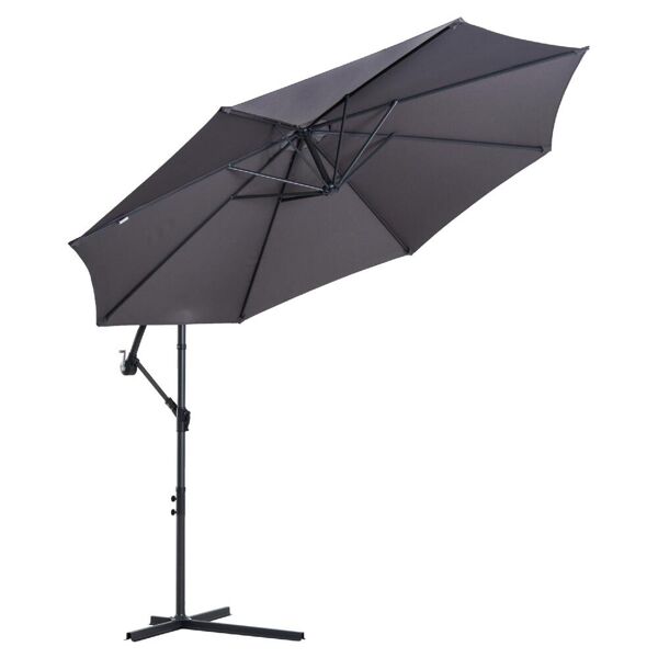 vivagarden 037gy84d ombrellone da giardino 3x3 mt in acciaio telo in poliestere impermeabile anti uv colore grigio - 037gy84d
