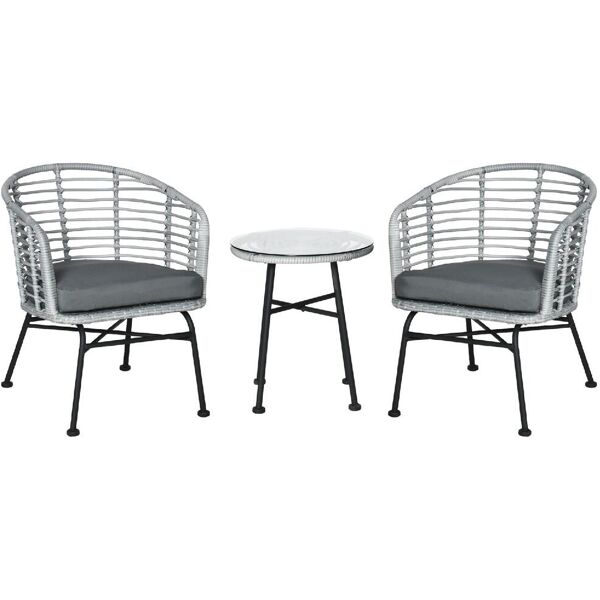 dechome 086gy863 set 3pz mobili da giardino in rattan sintetico con 1 tavolino e 2 sedie grigio - 086gy863