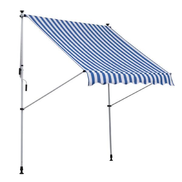 vivagarden 182bu840 tenda da sole da esterno a bracci avvolgibile 200x150 cm per porta colore a righe blu/bianco - 182bu840