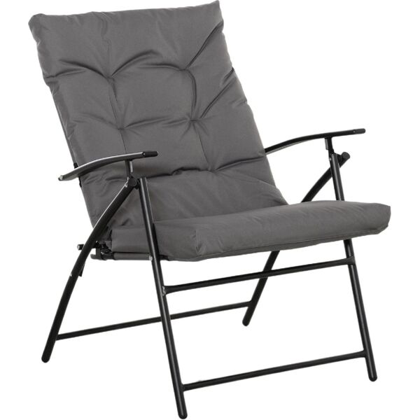 dechome 201a20 sedia pieghevole da giardino in metallo e oxford con cuscino 65x65x94h cm colore grigio - 201a20