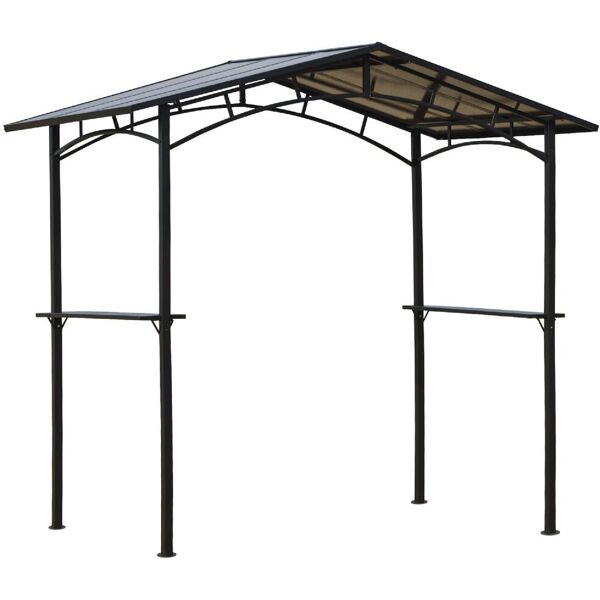 dechome 22084c gazebo giardino 2.5x1.5 mt in alluminio per barbecue bbq con tetto in pc e mensole laterali colore nero - 22084c