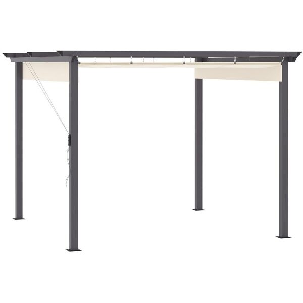 dechome 28784c gazebo pergola da giardino 2.95x2.95m con tenda a scomparsa in alluminio e poliestere bianco crema - 28784c