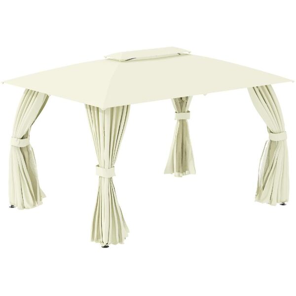 dechome 305cw84c gazebo giardino 3x4 mt in acciaio con doppio tetto pareti in poliestere e 8 picchetti colore beige - 305cw84c