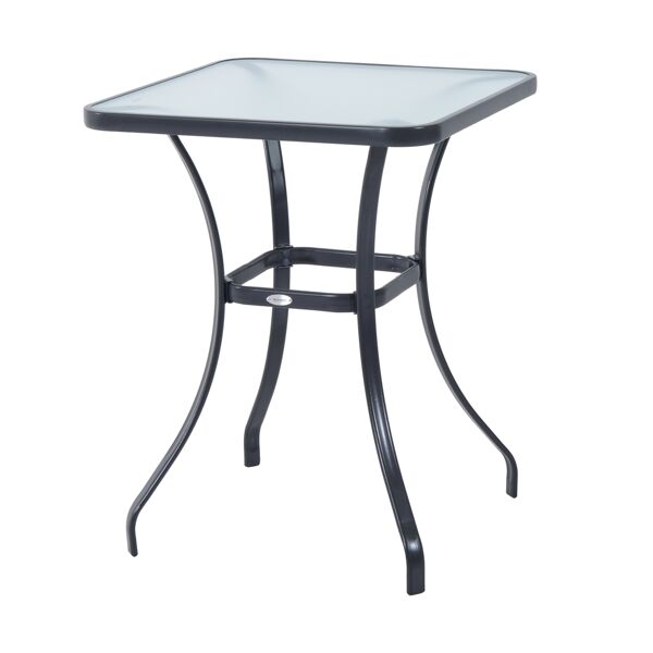 dechome 3584b tavolino da giardino esterno quadrato in metallo con piano in vetro 68.5x68.5x84 cm colore nero - 3584b