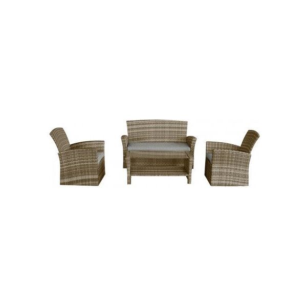 dechome century salotto da giardino set da esterno 4 pezzi effetto rattan con 2 sedie 1 divano 1 tavolino colore cappuccino - century