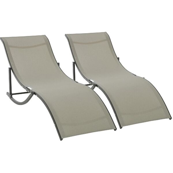 dechome 540cf84b set 2 sdraio da giardino pieghevoli lettino prendisole in alluminio e textilene 61x165x63cm - 540cf84b