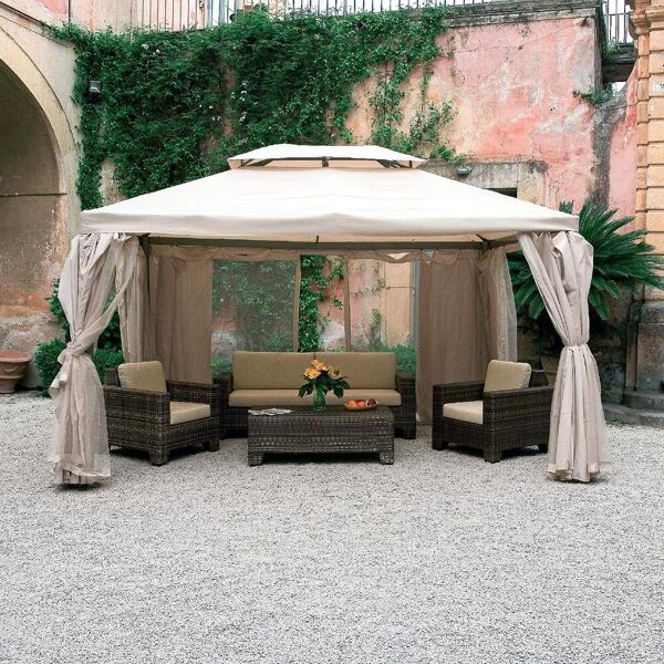 giardini del re sahara 3x4 gazebo giardino 3x4 mt in alluminio zanzariera copertura top ecrù in poliestere 220 g/mq - sahara