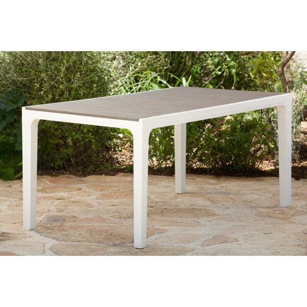 keter harmony tavolo da giardino rettangolare in resina 160x90x74h cm colore bianco tortora - harmony