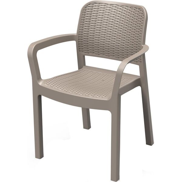 keter k249608 k587kk sedia da giardino polipropilene impilabile 58x53x83h cm colore cappuccino bella - k249608 k587kk