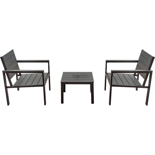 lif sf3002bk tavolo e sedie da giardino set tavolo quadrato con 2 sedie colore nero - sf3002bk orosei
