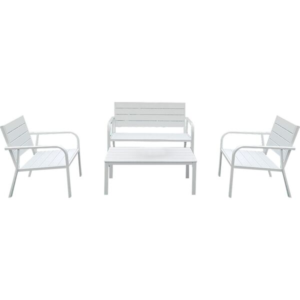 lif sf4001wh tavolo e sedie da giardino set tavolo rettangolare con 2 sedie e panca 2 posti colore bianco - sf4001wh arbus