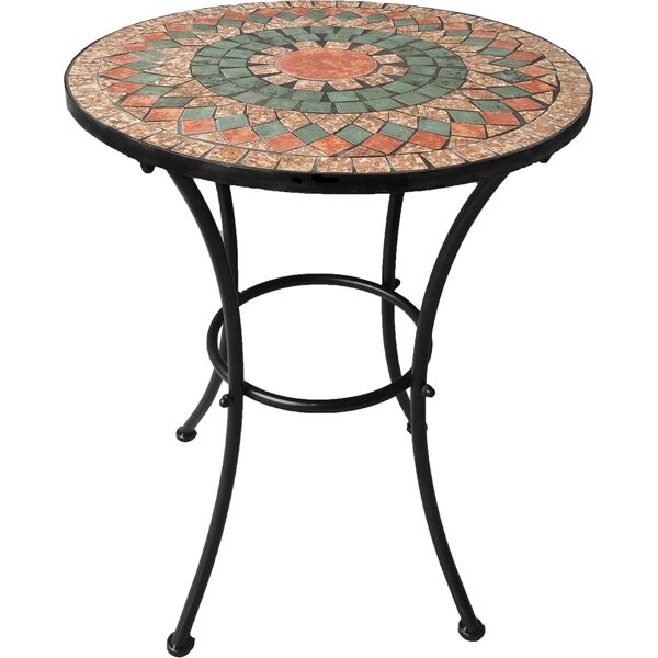 lif xyt152(tav) tavolino da giardino esterno rotondo in metallo Ø 60x70h cm decoro mosaico colore nero - xyt152(tav) alice