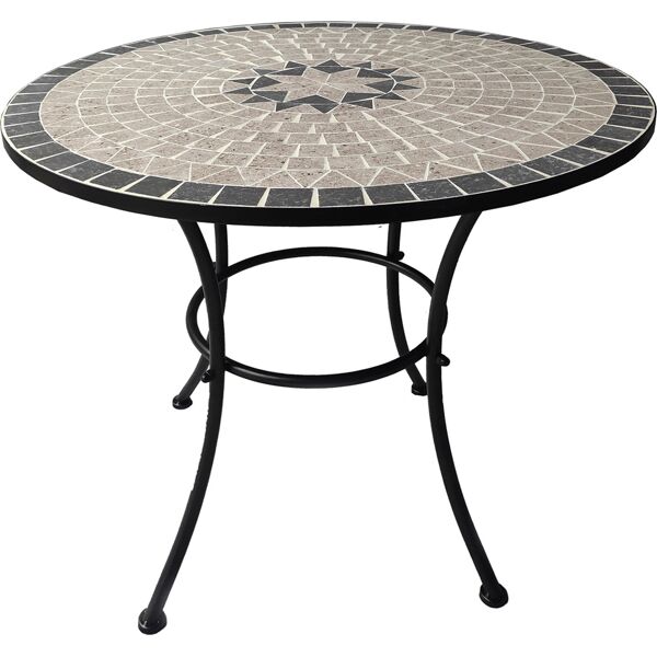 lif xyt156(tav) tavolino da giardino esterno rotondo in metallo Ø 60x70h cm decoro mosaico colore nero - xyt156(tav) aurora