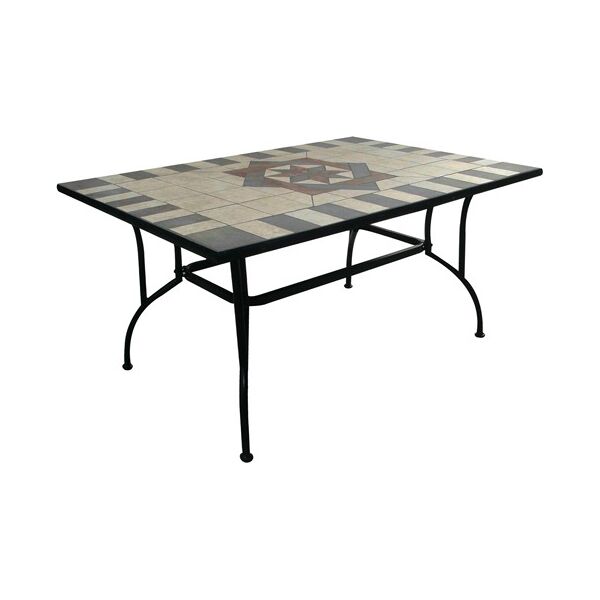 nbrand 27 tavolo da giardino rettangolare in acciaio 150x90x72 cm decorazione mosaico colore nero - mosaico
