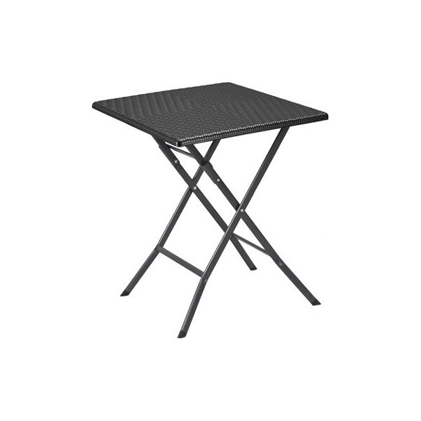 nbrand 49 tavolino da giardino esterno pieghevole quadrato in acciaio effetto rattan 61x61x73 cm colore nero - levanteqbk