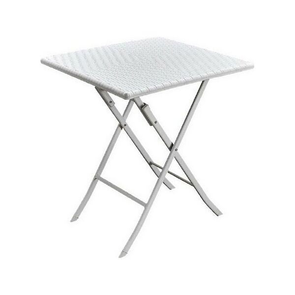 nbrand 50 tavolino da giardino esterno pieghevole quadrato in acciaio effetto rattan 61x61x73 cm colore bianco - levanteqwh