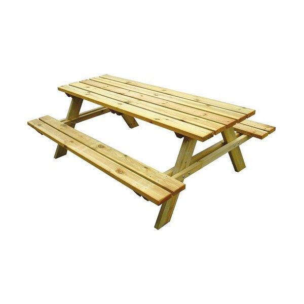 nbrand 52 set birreria tavolo + 2 panche in legno di pino da esterno 200x148x70 cm - impregnatipn