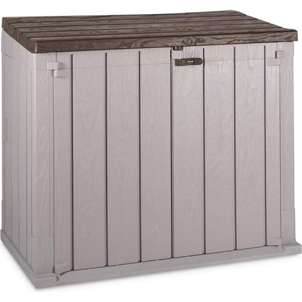 toomax 199500 baule da esterno contenitore porta attrezzi in resina effetto legno 145x82x124h cm - 199500