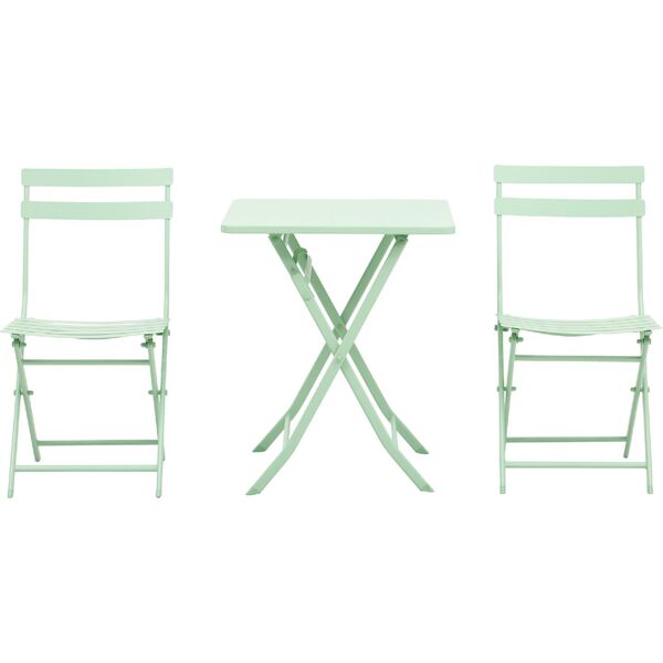 vivagarden 055gn863 tavolino da giardino quadrato cm 60x71h con 2 sedie pieghevole realizzato in metallo colore verde - 055gn863