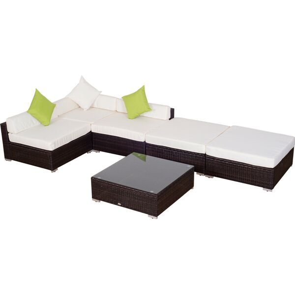 vivagarden 1001100d7bn salotto da giardino set da esterno 18 pezzi effetto rattan colore marrone / crema / verde - 1001100d7bn