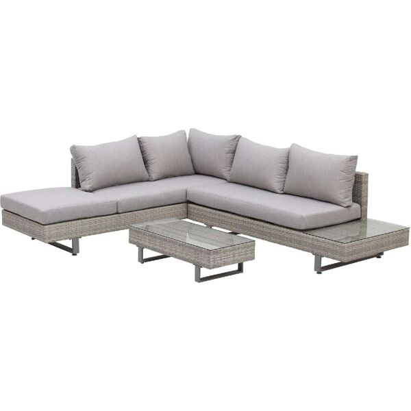 vivagarden 143860 salotto da giardino set da esterno 3 pezzi effetto rattan con 2 divani e tavolino da caffè colore grigio - 143860