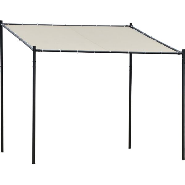 vivagarden 187b gazebo pergola da esterno e giardino 3x2.85x2.82m in metallo e poliestere beige pergola addossata - 187b